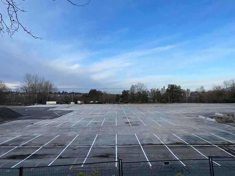 The modern empty parking lot from think global solution.
