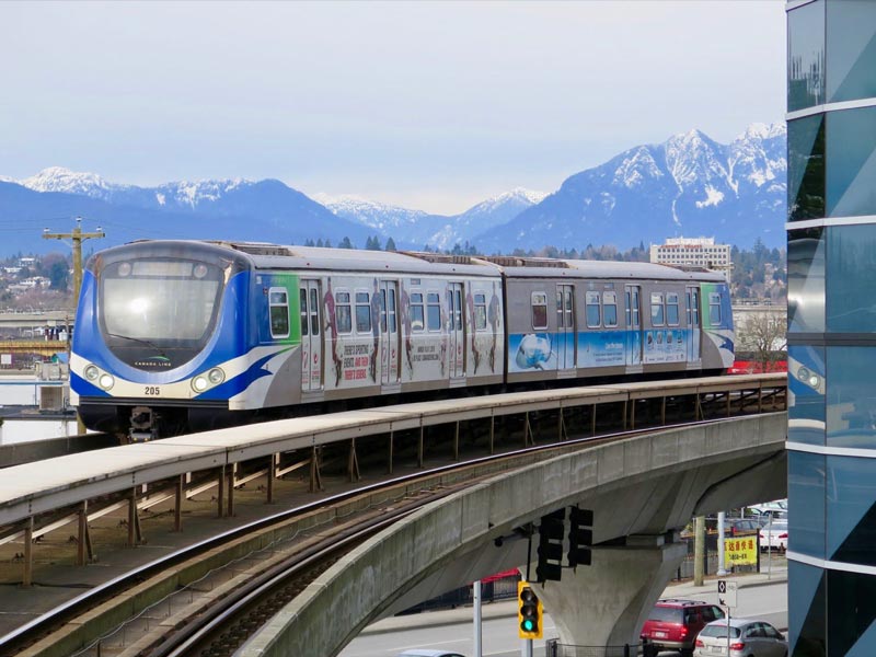 Think global solutions sky train at Burnaby, BC.